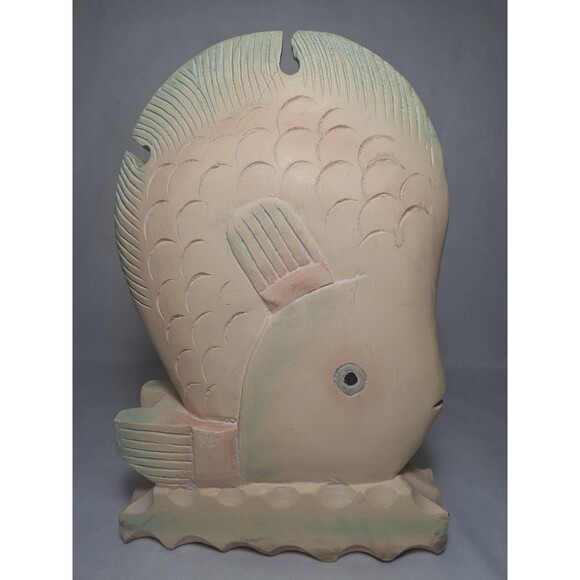 Vintage Hand Carved Hand Painted  Wooden Fish Figure Coastal Beach Home Decor - Picture 6 of 9